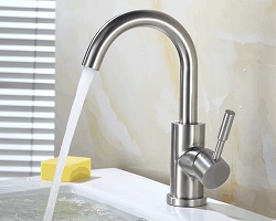 Vòi Lavabo nóng lạnh (cần cong) SUS304 - Cao cấp HVMMA ITALIA